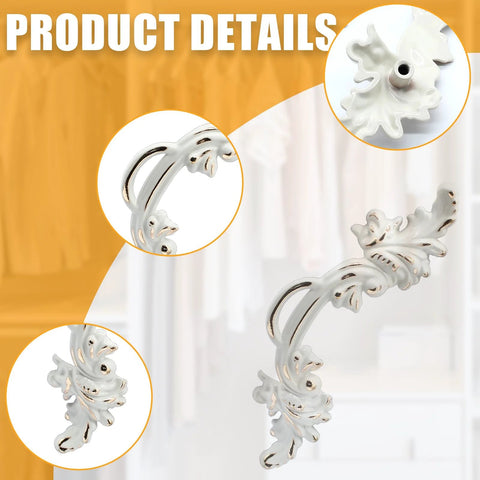 Six Piece Vintage Cabinet Handles Set For European Style Shabby Chic Furniture Drawer Pulls White And Gold Edge Zinc Alloy Rust Resistant Durable