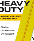 2 Inch Wide Lasso Style Car Tie Down Straps With Flat Hooks, 96 Inch Long, 4 Pack, Classic Yellow, 3,300 Pound Safe Working Load