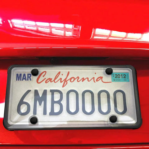 Clear Bubble License Plate Cover With Silicone Frame For Front Or Rear US Plates Unbreakable Protection Includes Screws And Caps Car Tag Holder on red car
