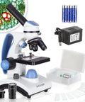 40X-1000X Dual Light All-Metal Microscope Kit For Students And Kids With Slides And Microscope Book, microscope set display