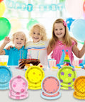 Totally Vibey Under The Sea Paper Plates 7 Inch Yellow Ocean Flower Birthday Party Tableware 60 Piece Set displayed at kids' party.