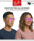 RB3025 Pilot Shape Polarized Sunglasses For Men And Women With Cyclamen Flash Lens worn by diverse models showcasing casual and formal style.