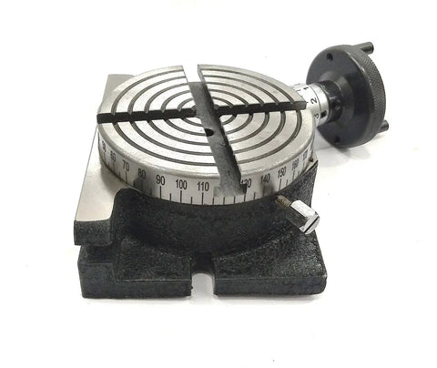4 Inch Milling Indexing Rotary Table 100 Mm Precision Horizontal And Vertical Setup with graduated dial, side view.