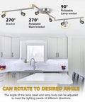 Six-Head LED Track Lighting Kit In Brushed Nickel With Adjustable Foldable Arms GU10 Base Ceiling Spotlights in kitchen