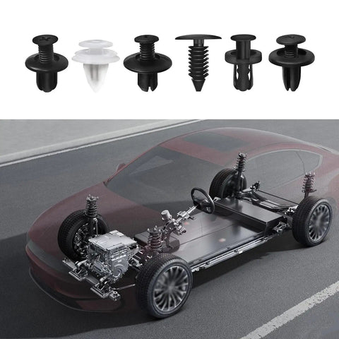 Tesla Model X Bumper Clip Kit 100Pcs For 2021 To 2026 Built Tough Premium ABS Car Fasteners Exterior Trim Clips Shock Resistant Vibration Dampening Easy Install Replacement Kit, mixed bumper clips