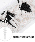 Drywall Anchor Kit With Self-Tapping Screws And Plastic Anchors, Zinc And Plastic Materials, Strong Bond For Lightweight Concrete And Gypsum Walls, 100 Piece Set, Easy To Install And Remove, Great For Shelves And Decor. White and black drywall anchors in a 100-piece tray