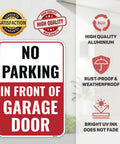 Top Shelf No Parking Do Not Block Garage Door Sign 14 By 10 Inch Crazy Durable Sixty Mil Aluminum Outdoor Metal Plate, bold lettering.