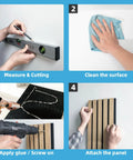 Installation steps for Roll Flexible Acoustic Wood Slat Wall Panels Teak Finish Sound Absorbing Polyester Felt Backing.