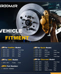 Two Piece Front And Rear Wheel Bearing Hub Assembly For Five Lug GM Vehicles Including Impala Equinox Camaro Lacrosse Regal Terrain Malibu XTS CTS Cadillac 2010s Ensures Smooth Rotation And Long Lasting Performance, shown with fitment chart for GM models.