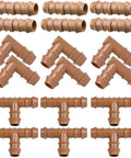 Half Inch Drip Irrigation Fittings Kit With Half Inch Tubing 18 Pieces Barbed Connectors Including 6 Tees 6 Couplings 6 Elbows