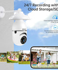 Smart Light Bulb Camera With 5G And 2.4GHz WiFi 2K Outdoor Security Motion Detection; cloud storage feature highlighted.