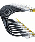 Ultra Slim Cat6a Patch Cables 1Ft Pack Of 10, Pure Copper 28AWG Ethernet Cables, Flexible Cat6 Patch Cables 550MHz 10G Ready, Black
