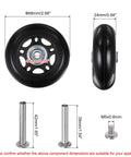 Road Ready Replacement Luggage Wheels For Suitcase Repair Kit with 68mm diameter black PU roller and metal axle parts.