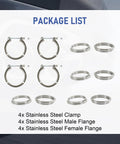 3 Inch V Band Flange Clamp Kit With Ridge Machined Flanges Stainless Steel 4 Clamps And 8 Flanges Package List