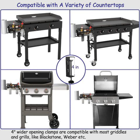 Upgraded Griddle Caddy for Blackstone 28 and 36 Inch Griddles and Weber Grills with Magnetic Tool Holder on various setups