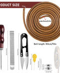 Two Pack Leather Heavy Duty Treadle Sewing Machine Belts 72 Inch 3 Sixteenth Inch Replacement With Hooks For Vintage Singer Jones Sewing Machines Plus 23 Accessories Kit, size view
