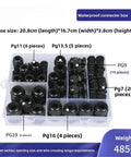 50 Piece Nylon Cable Gland Kit Waterproof Seals For Secure Wire Fixing And Weatherproof Electrical Panels in storage box