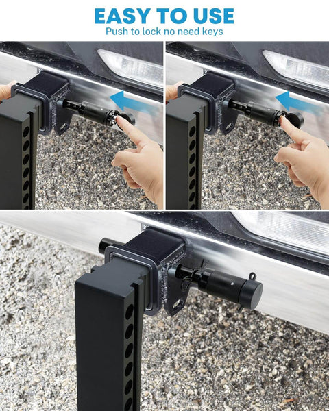 Installation of 5 By 8 Inch Trailer Hitch Lock Pin With Keys Heavy Duty Locking Hitch Pin For Class III IV Tow RV Hitches Anti Theft And Anti Rattle Hardened Steel With Black Finish Rust Resistant Easy Install Locks Your Rig Down Tight