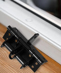 2 Pack Self Closing Door Hinges With Adjustable Tension And 90 Degree Stop for homes and offices, black zinc alloy design on table.