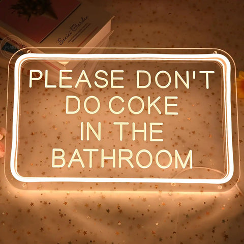 Please Don't Do Coke In The Bathroom LED Neon Sign USB Powered For Bedroom Game Room Bar Or Home Decor 15.8 By 9.8 Inches