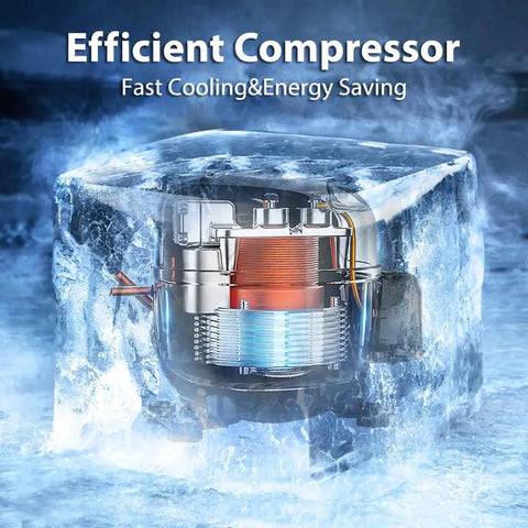 Efficient compressor in gray chest freezer for fast cooling and energy saving, part of Solid 3.5 Cu Ft Chest Freezer With Easy Dial And Slide Basket Energy Efficient Top Load Deep Freeze In Gray A No Sweat Setup For Tight Spaces And Keeping Grub Frosty.