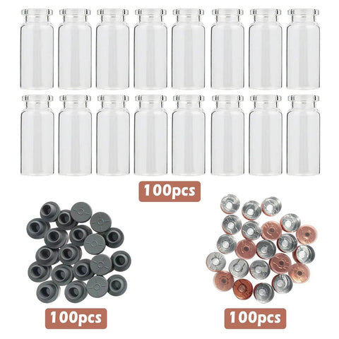 20mm Vial Manual Crimper Hand Sealing Machine With 100 Vials Stoppers And Caps Portable Cap Crimping Tool For Medical Bottles