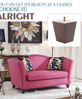 Room with pink sofa featuring Set Of 4 Black Square Wood Furniture Legs In 3 To 10 Inch Heights Mid Century Modern Replacement Legs.
