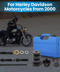 Wheel Bearing Removal And Installation Tool Kit VT102 for Harley Davidson 2000 and up motorcycles with case and components.