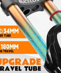 Trail-Ready 26 Inch Mountain Bike Front Fork With Air Suspension, 180mm Travel, 34mm Stanchions and 9x100mm QR