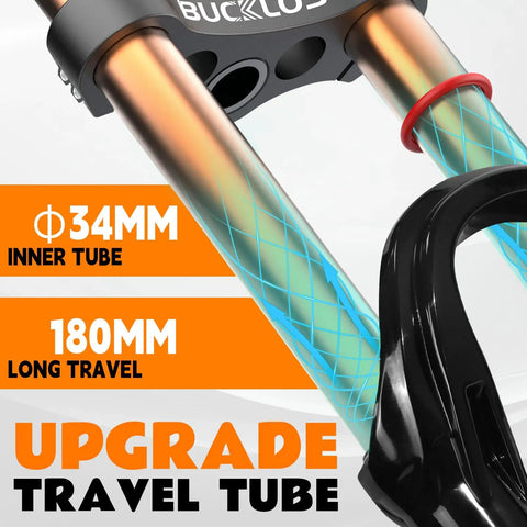 Trail-Ready 26 Inch Mountain Bike Front Fork With Air Suspension, 180mm Travel, 34mm Stanchions and 9x100mm QR