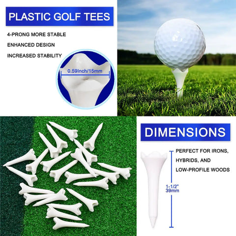 One And A Half Inch Plastic Golf Tees Short Tees For Irons Hybrids Par Threes And Driving Range Game Ready Bulk Pack Of 120