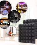 Top Shelf 12 Pack Pyramid Acoustic Foam Wall Panels For Home Studio Soundproofing And Podcast Booths with various uses in music rooms.