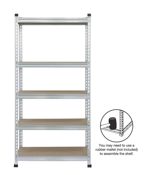 Beefy Aluminum 5 Shelf Storage Rack With Double Posts 36 By 18 By 72 Inches Anodized Shelving Unit For Kitchen Office Garage Holds Up To 800 Lbs Per Shelf And 4000 Lbs Total, front view.