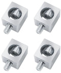 4 pack of heavy duty 250 MCM aluminum ground lug kit for electrical connections with neutral lugs, two screw installation view.