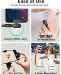 Pocket Size Wireless Lavalier Microphone With AI Voice Filter MFi Certified And Noise Cancellation For Iphone And Android Crisp Studio Sound 48kHz 16bit 30 Hour Battery With Charging Case For TikTok YouTube Video Creation features ease of use with charging, remote shoot, plug and play, and voice filters.