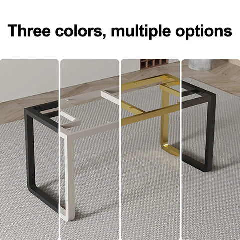 Heavy Duty Industrial Metal Table Legs With Adjustable Height Feet, Sturdy Cold Rolled Steel Furniture Support For Desk Or Dining Projects in black, white, and gold.