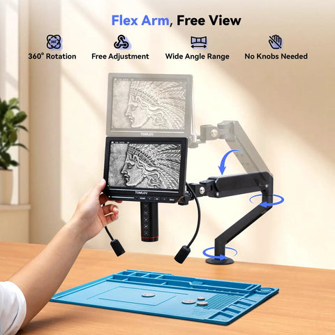Autofocus 4K Digital Microscope With 8 Inch Screen And HDMI Output Pro Grade Soldering Microscope With Flexible Arm AI Auto Focus 52MP LCD Display Great For Electronics Repair Coins And Precision Work, flexible arm