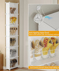 6 Tier Slim Shoe Storage Rack For Small Spaces Space Saver Narrow Shoes Organizer Hidden Closet Shelf Behind Door Entryway White Tall Wall Mount Keeps Boots And Sneakers Neatly Stored And Ready To Wear