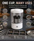 Premium Watch Cleaning Machine And Parts Dryer With 360 Degree Ultrasonic Tech for cleaning watch screws and small hardware.