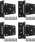 Heavy Duty Gate Hinges 3.5 Inch 4 Pack Black Iron Square Barn Hinges with included screws for shed or wood gates