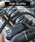 Hands holding Five Eighth Inch Heater Hose Built Heavy Duty 10 Foot EPDM Radiator Coolant Line over an engine bay.