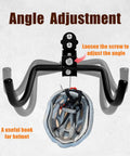 Heavy Duty Steel Bike Wall Mount Hanger For Garage Storage Foldable Arm Bike Rack with helmet hook and angle adjustment