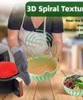 Person holding 3D spiral textured 2 Pack Air Fryer Silicone Liners Reusable Liners For 5 Qt And Up Square Or Round Air Fryer