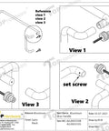 Premium Aluminum Push Bar With 10 Inch Center To Center Pull Handle Set In Satin Brush Finish For Glass And Metal Storefront Doors, Heavy Duty Commercial Door Hardware For High Traffic Areas. aluminum door handle set view 1 and set screw diagram