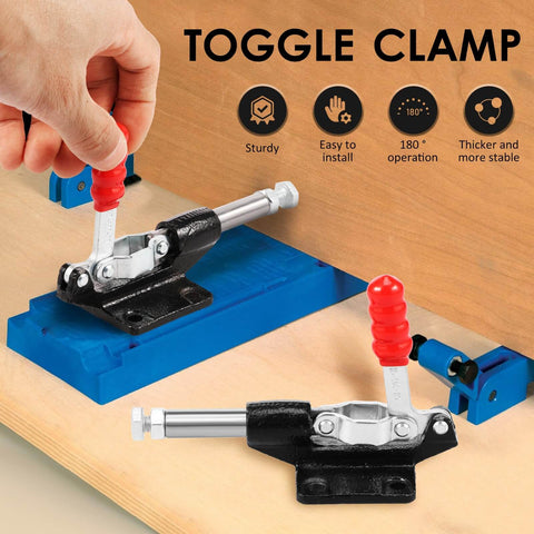 Heavy Duty Toggle Clamp Set 2 Pack Quick Release Push Pull Latch With 32 Mm Stroke And 500 Lbs Holding Power Adjustable M8x35mm Shaft