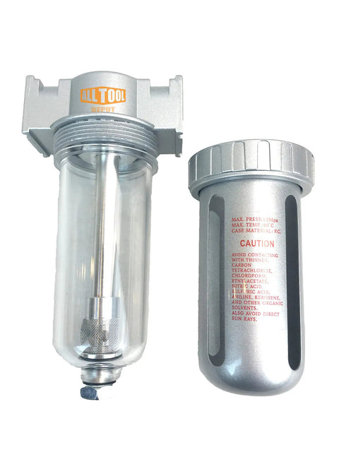 1/2 Inch NPT Mid Flow In Line Air Filter Desiccant Dryer Moisture Separator With Poly Bowl And Visible Sight Glass, 105 CFM