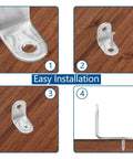 20 Pack Stainless Steel L Shaped Corner Braces 1 Inch By 1 Inch Right Angle Fasteners installation steps on wood surface