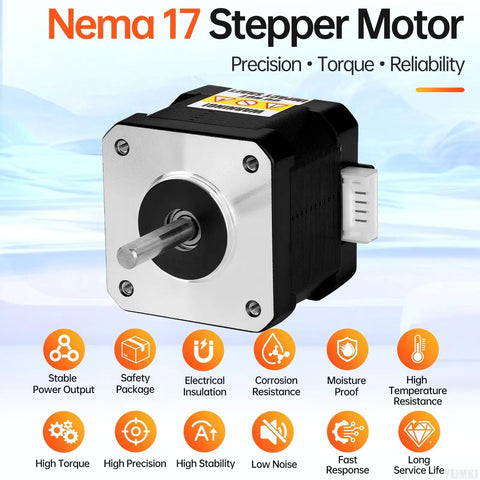 5 Pack Nema 17 Stepper Motors 2 Phase 1.8 Degree 0.47Nm High Torque Bipolar 38mm for 3D Printer CNC Robot DIY Projects