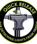 Close-up of quick release clamp on 20,000 Lumen Dual Head LED Work Light With Adjustable Tripod for easy detaching
