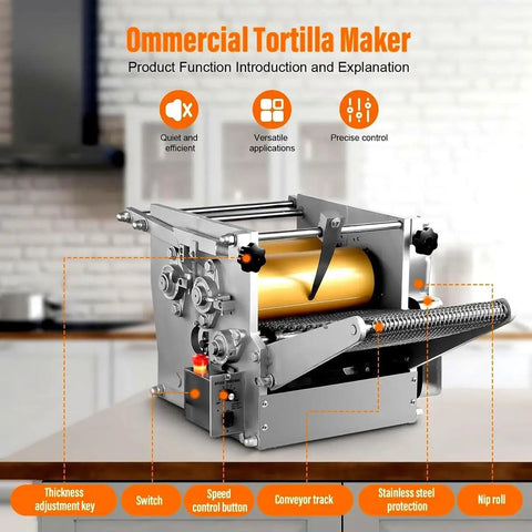 Automatic Electric Tortilla Maker Press With Non Stick Surface, commercial design with stainless steel and adjustable settings